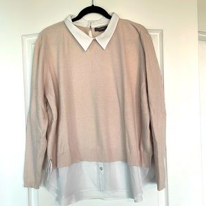 Primark XL Sweater with faux collar and shirt tail